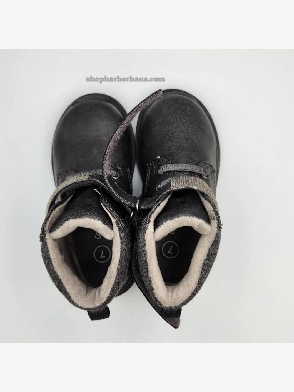 Black Ankle Strap Lace-Up Boots | Kid's 7